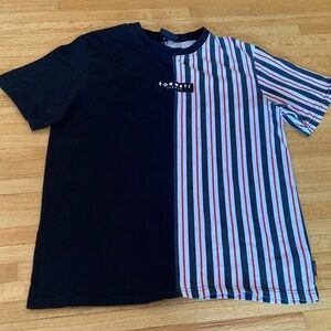 Men's Half-Stripe Short Sleeve Tee in Navy/Multicolor Stripe